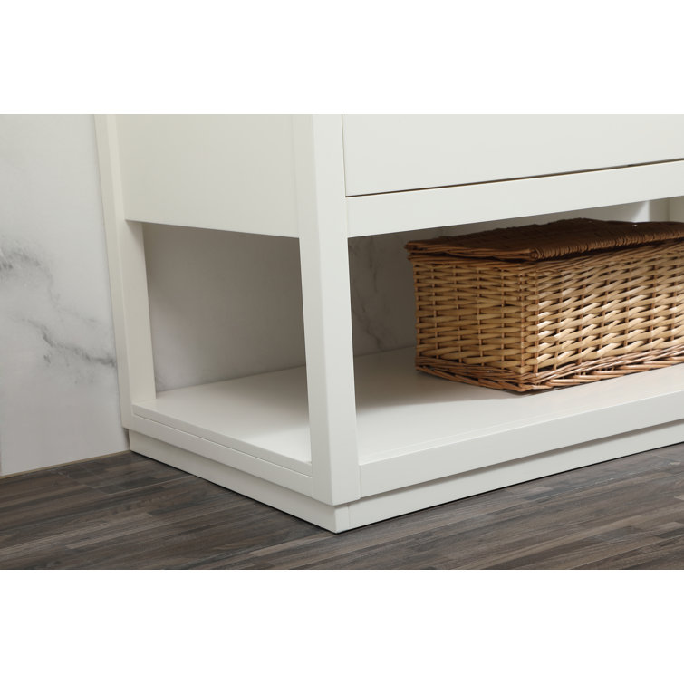 Larkin 48'' White Solid Wood Single Bathroom Vanity with Engineered Marble Top