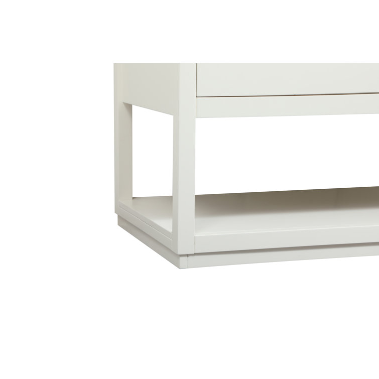 Larkin 48'' White Solid Wood Single Bathroom Vanity with Engineered Marble Top