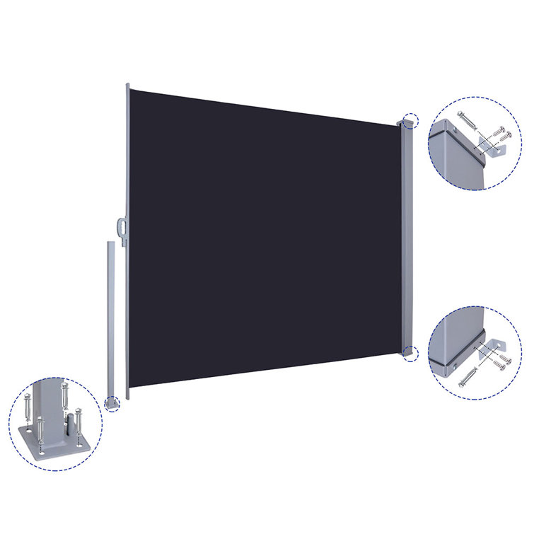Black Polyester Motorized Retractable Side Awning