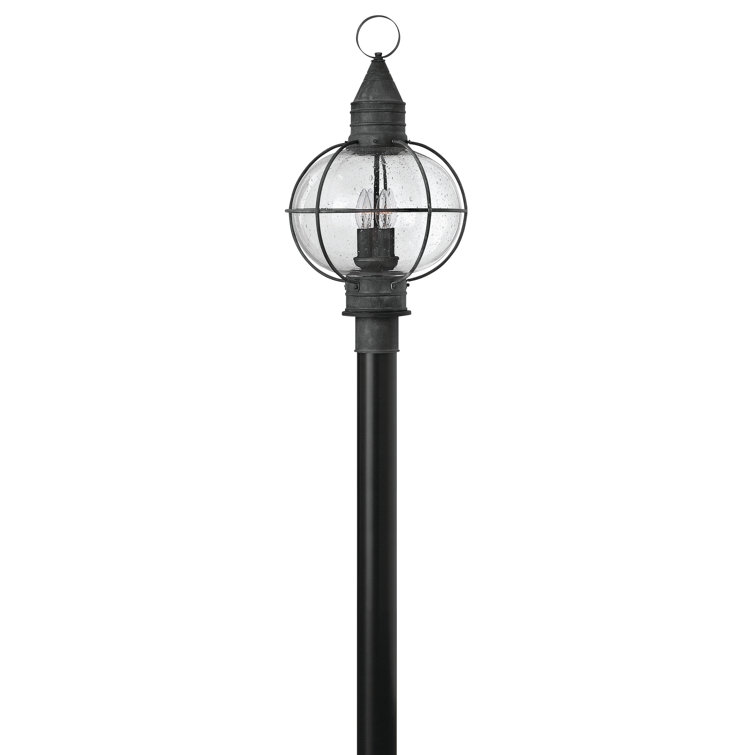 Aged Zinc 4-Light Outdoor Lantern with Clear Seedy Glass