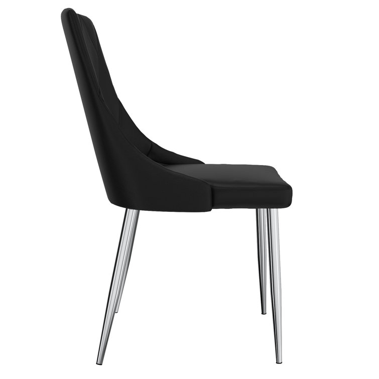 Sophisticated Black Faux Leather and Wood Side Chair