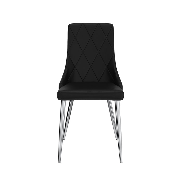 Sophisticated Black Faux Leather and Wood Side Chair