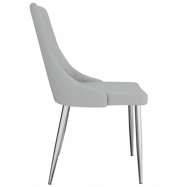 Light Grey Faux Leather Upholstered Wood Side Chair