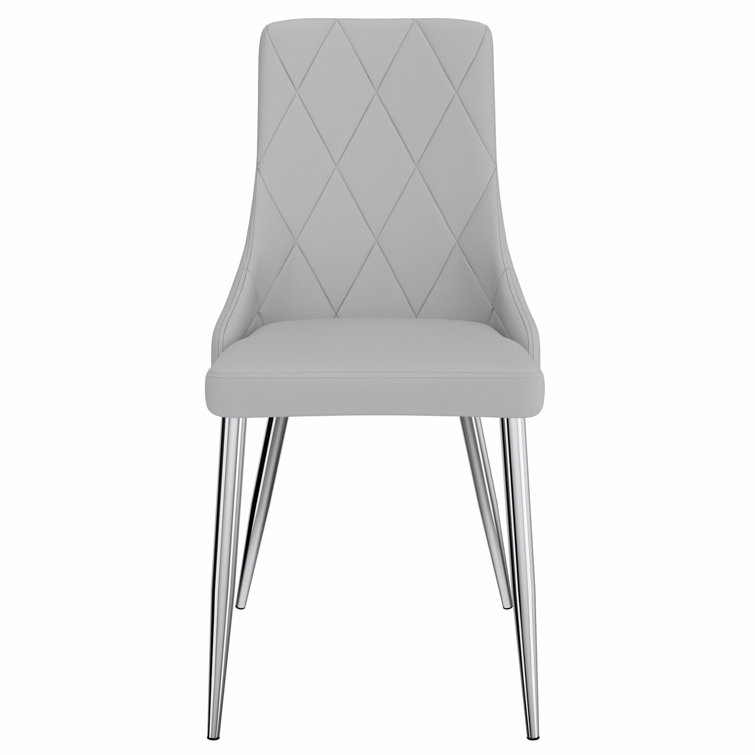 Light Grey Faux Leather Upholstered Wood Side Chair
