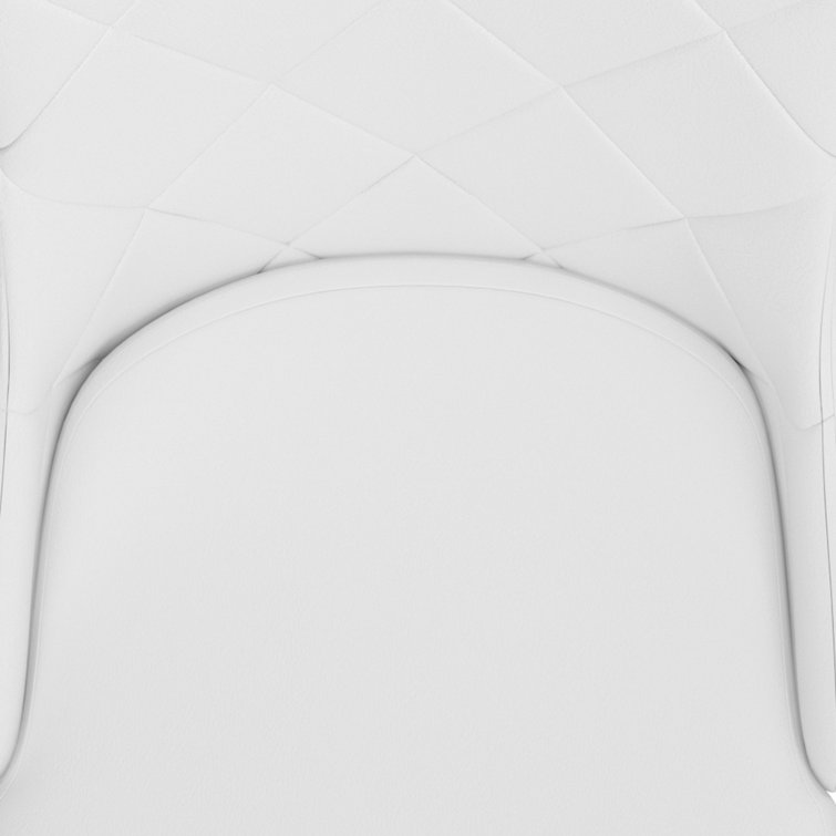 Curved Wood Frame Side Chair in White Faux Leather with Chrome Legs