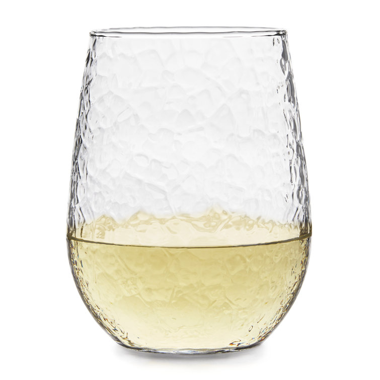 Libbey Hammered Clear Stemless All-Purpose Wine Glasses, Set of 8