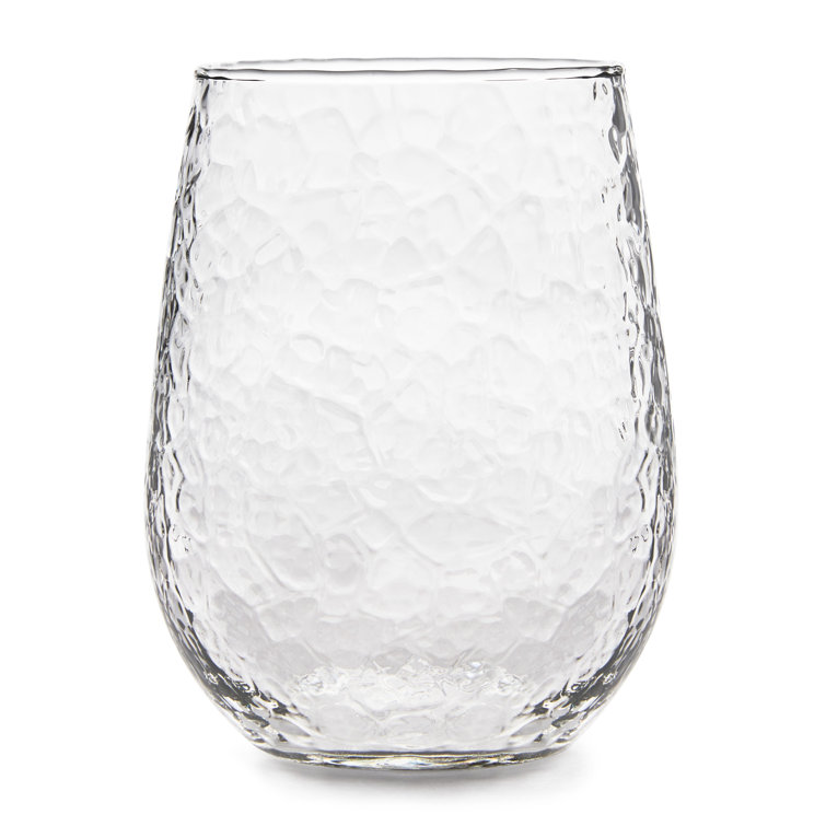 Libbey Hammered Clear Stemless All-Purpose Wine Glasses, Set of 8