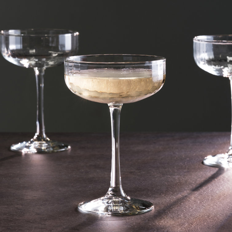 Libbey Paneled Clear Glass Coupe Cocktail Glasses, Set of 4