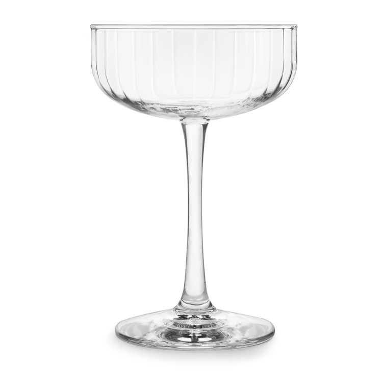 Libbey Paneled Clear Glass Coupe Cocktail Glasses, Set of 4