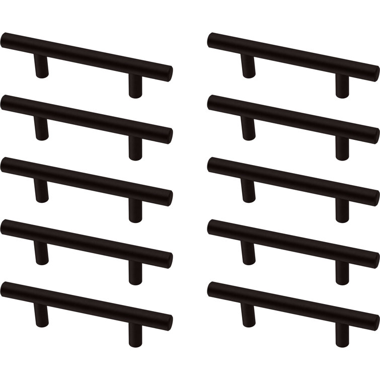 Matte Black 3-Inch Solid Steel Bar Drawer Pulls (10-Pack)
