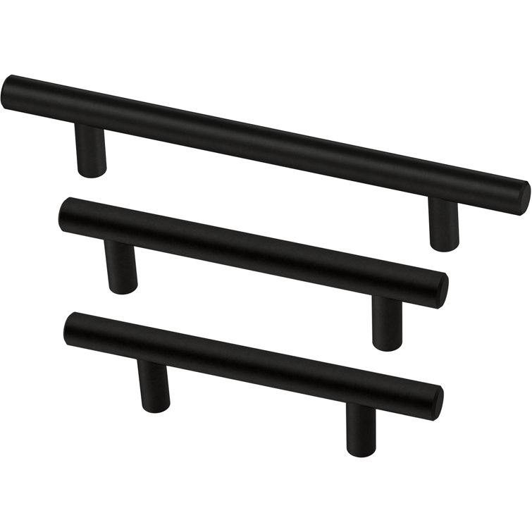 Matte Black 3-Inch Solid Steel Bar Drawer Pulls (10-Pack)
