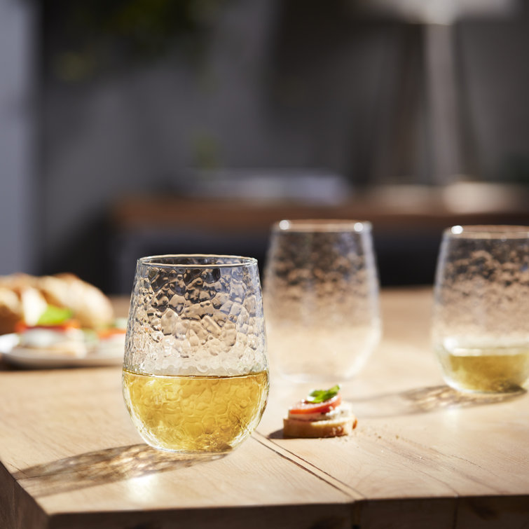 Libbey Hammered Clear Stemless All-Purpose Wine Glasses, Set of 8