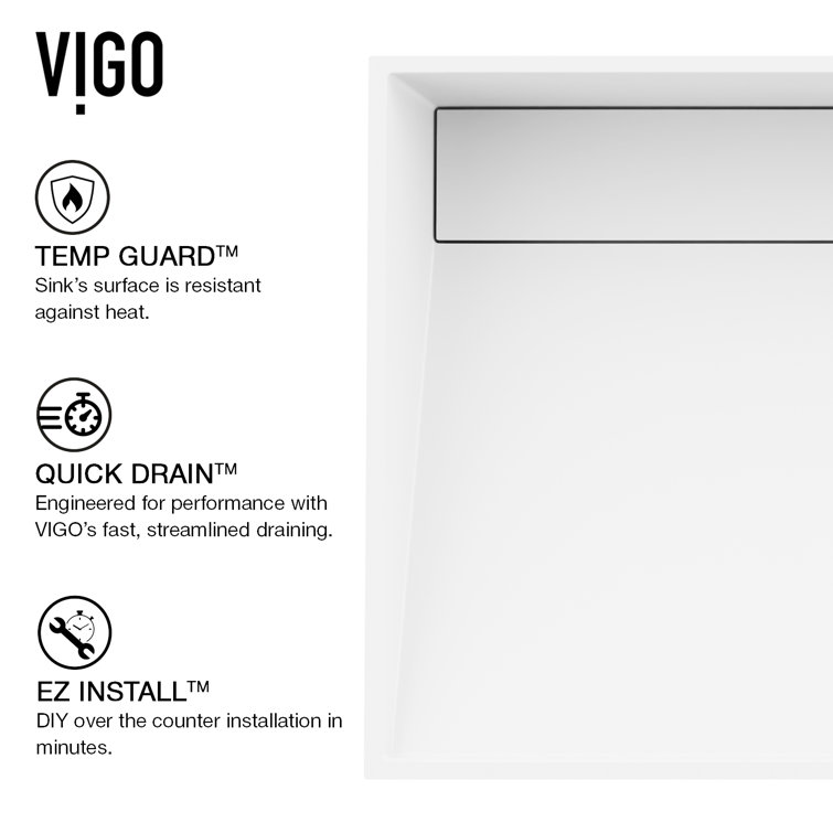 Matte White Stone Rectangular Above-Counter Vessel Sink