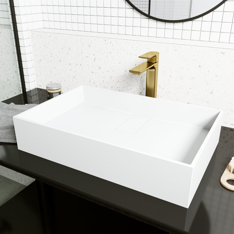 Bryant 23" Matte White Stone Rectangular Vessel Sink