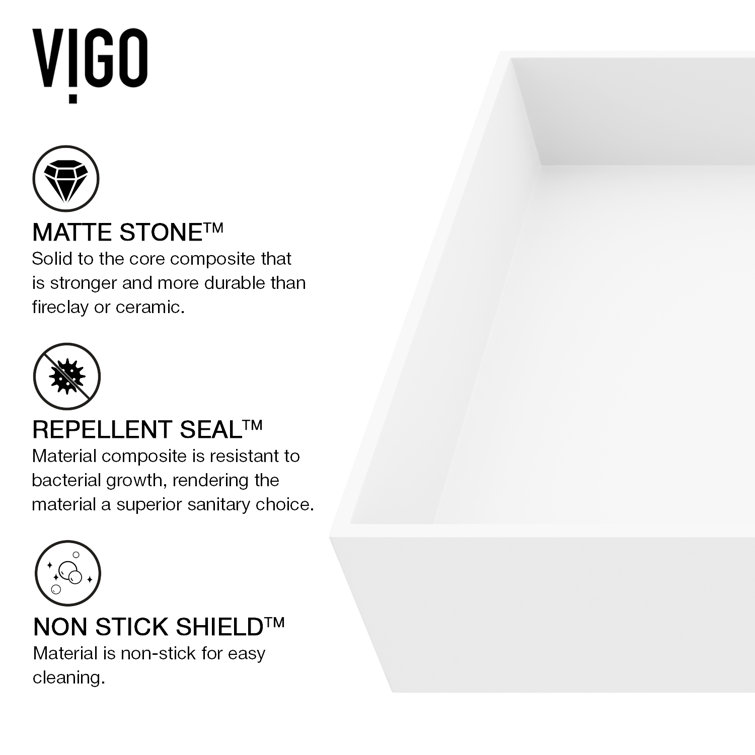 Bryant 23" Matte White Stone Rectangular Vessel Sink