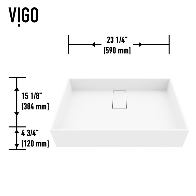 Bryant 23" Matte White Stone Rectangular Vessel Sink