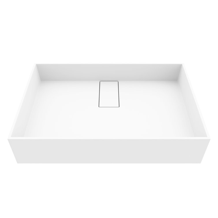 Bryant 23" Matte White Stone Rectangular Vessel Sink