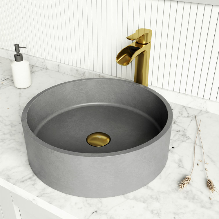 Gray Concreto Stone Round Above-Counter Vessel Sink