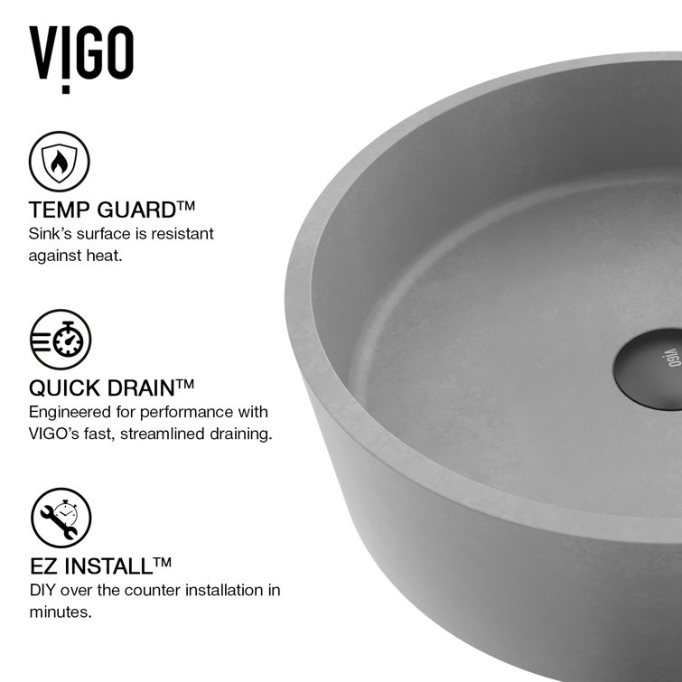 Gray Concreto Stone Round Above-Counter Vessel Sink