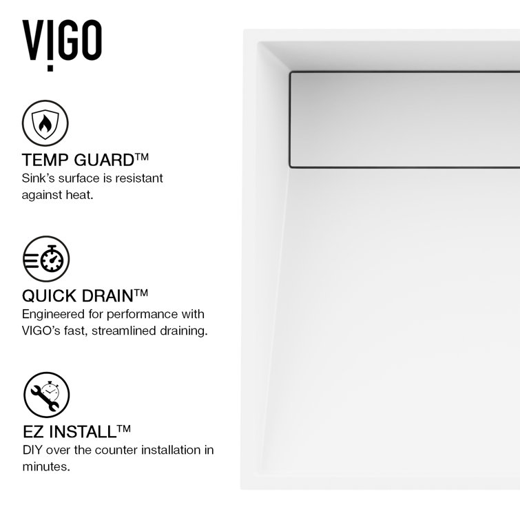 Matte White Stone Rectangular Vessel Bathroom Sink