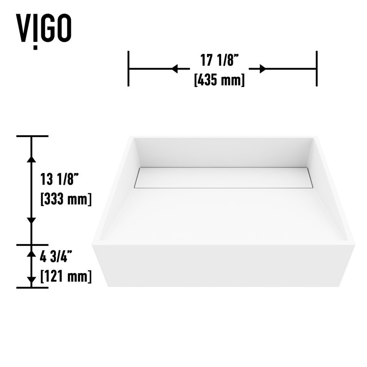 Matte White Stone Rectangular Vessel Bathroom Sink