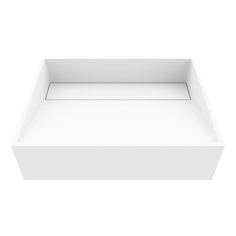 Matte White Stone Rectangular Vessel Bathroom Sink