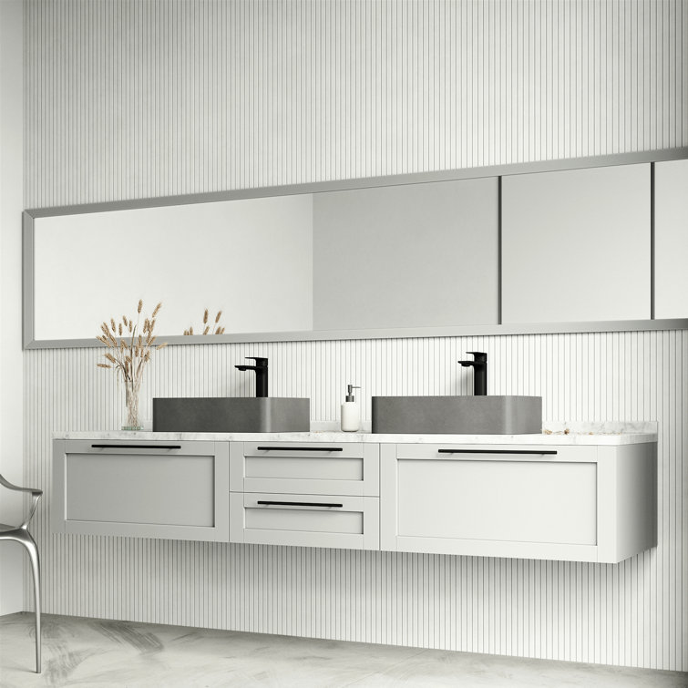 Gray Concrete Rectangular Above-Counter Vessel Sink