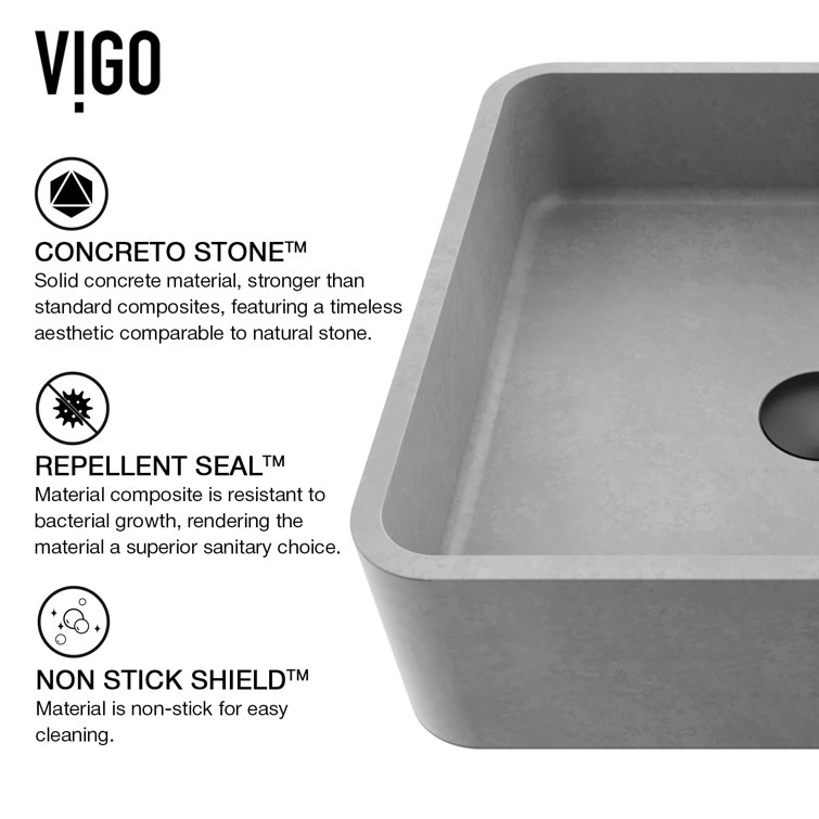 Gray Concrete Square Above-Counter Vessel Sink