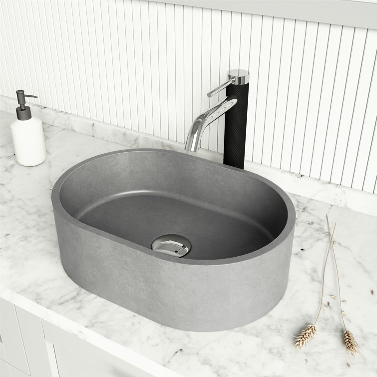 Giralda Gothic Gray Stone Oval Vessel Bathroom Sink