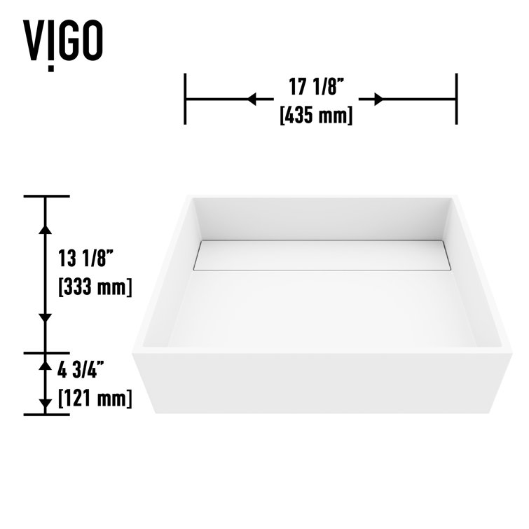 Montauk White Matte Stone Rectangular Vessel Bathroom Sink