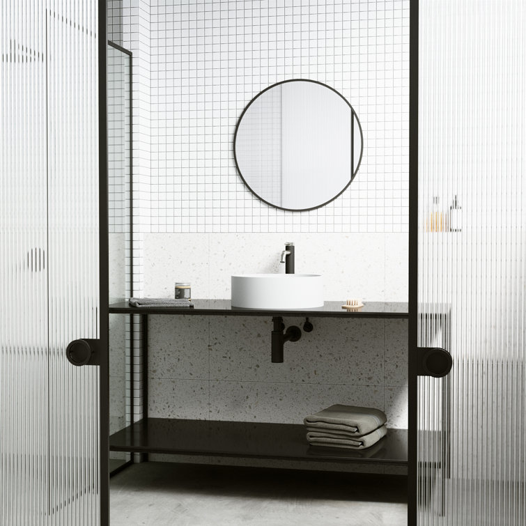Montauk Matte White Stone 15" Round Vessel Bathroom Sink