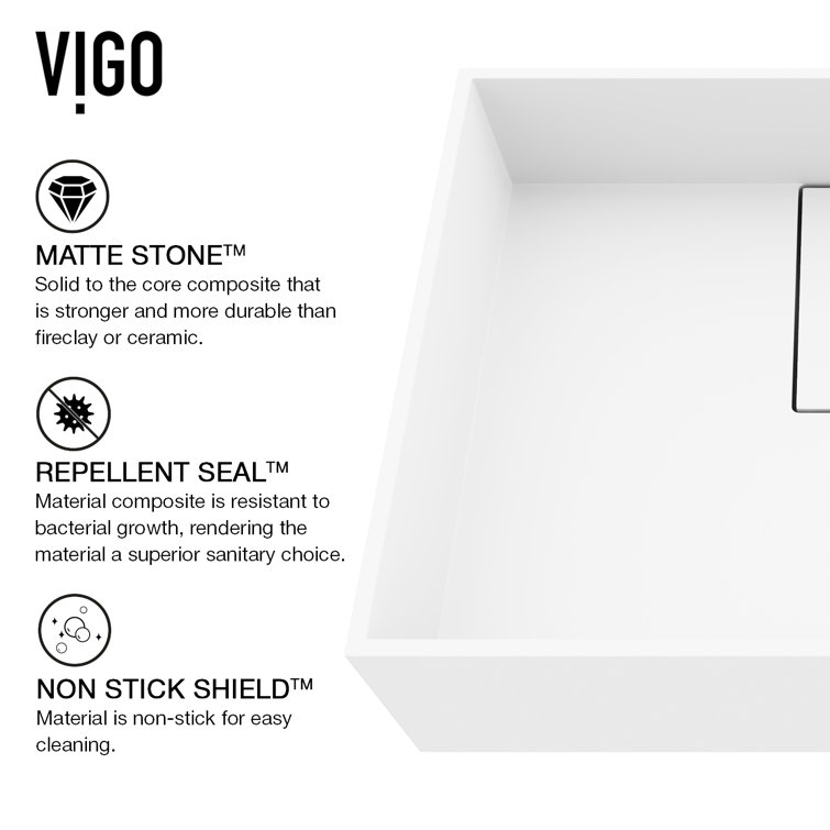 Bryant 17" White Matte Stone Vessel Sink with Waterfall Faucet
