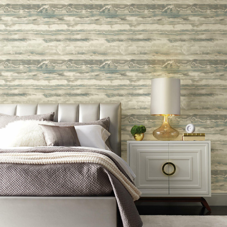 Blue and Taupe Abstract Peel and Stick Vinyl Wallpaper Roll