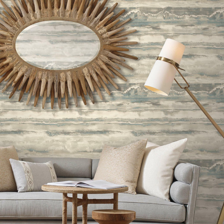 Blue and Taupe Abstract Peel and Stick Vinyl Wallpaper Roll