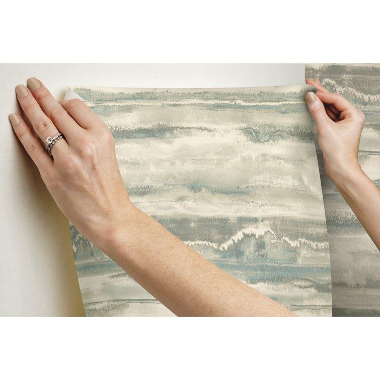 Blue and Taupe Abstract Peel and Stick Vinyl Wallpaper Roll