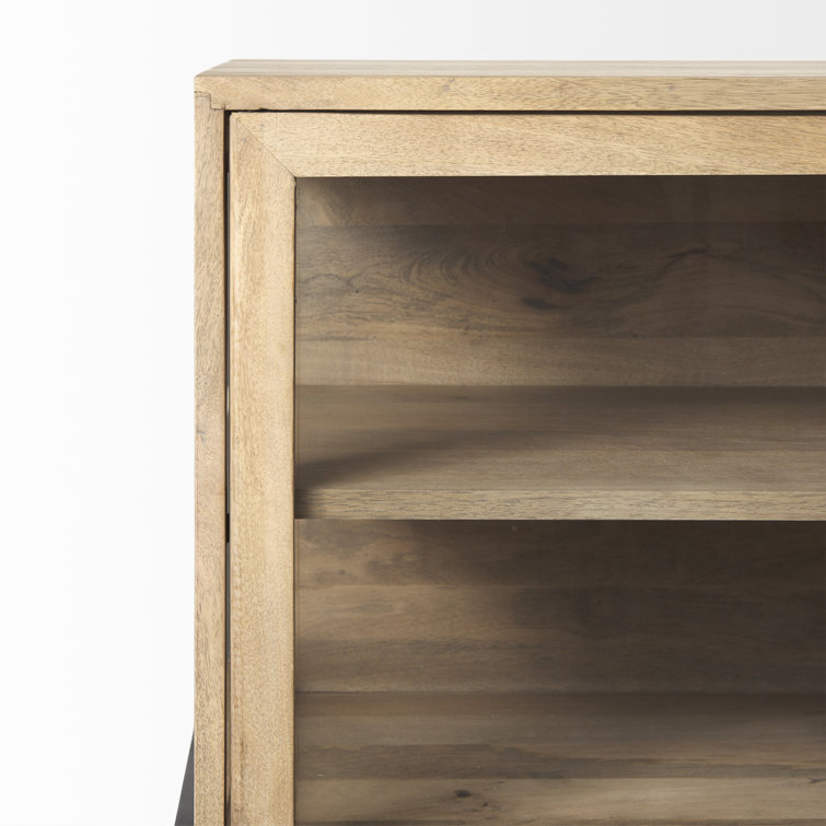 Arelius 70'' Light Brown Mango Wood Sideboard with Black Metal Base