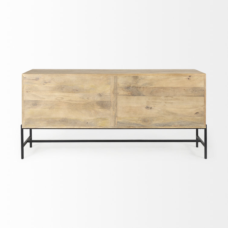 Arelius 70'' Light Brown Mango Wood Sideboard with Black Metal Base