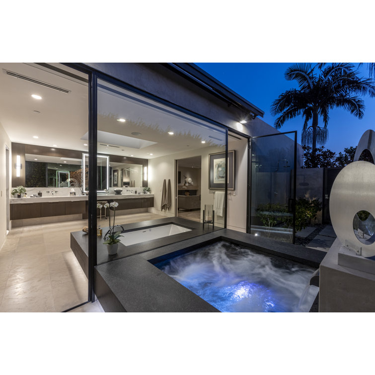 Modern White Acrylic Drop-In Bathtub with Jets