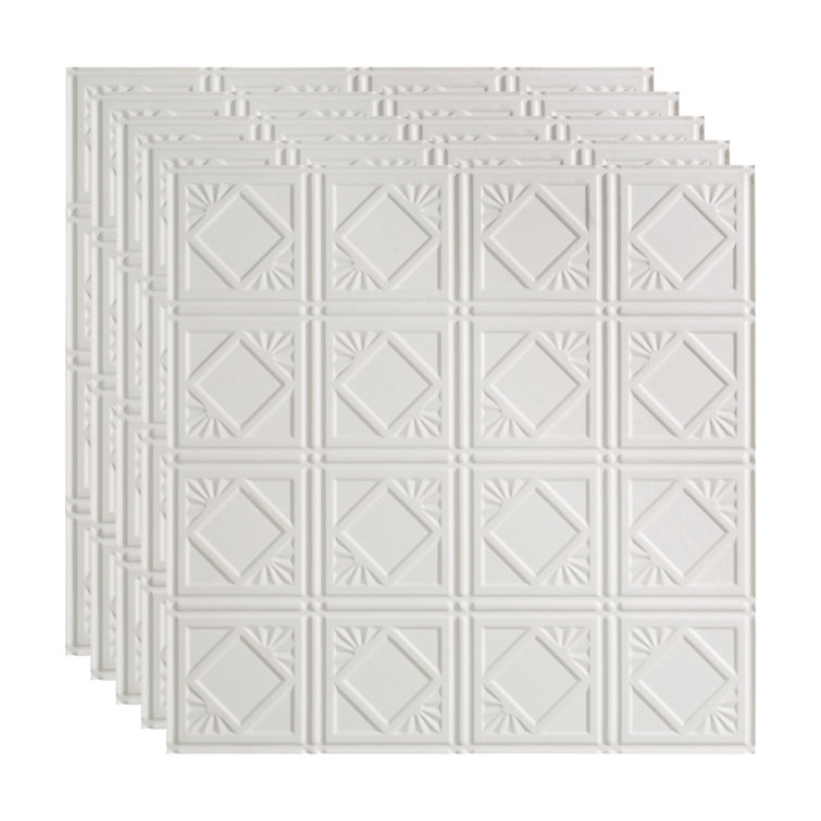 Gloss White 24'' Vinyl Traditional Ceiling Tile