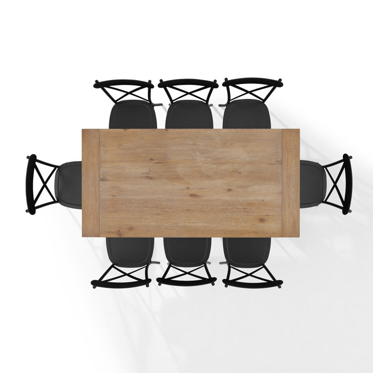 Joanna 9-Piece Matte Black and Rustic Brown Dining Set