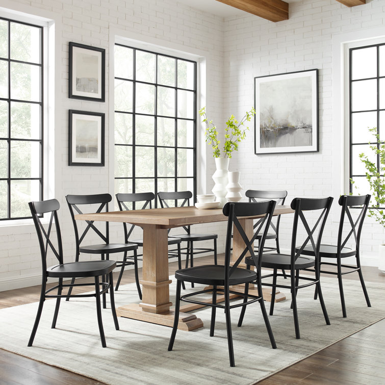 Joanna 9-Piece Matte Black and Rustic Brown Dining Set