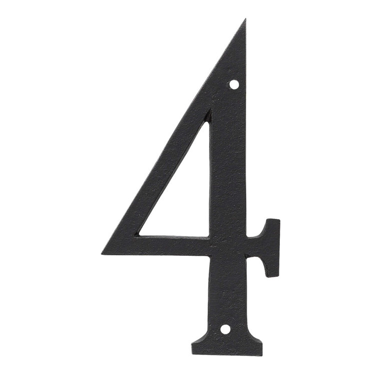 10-Inch Black Aluminum House Number 4