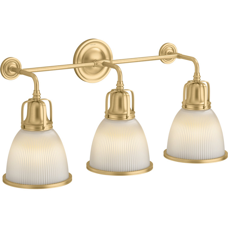 Hauksbee Brushed Brass 3-Light Frosted Glass Bell Sconce