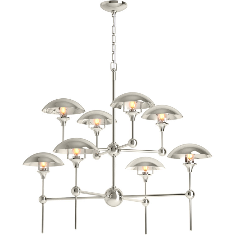 Polished Nickel 8-Light Sputnik Chandelier with Crystal Accents