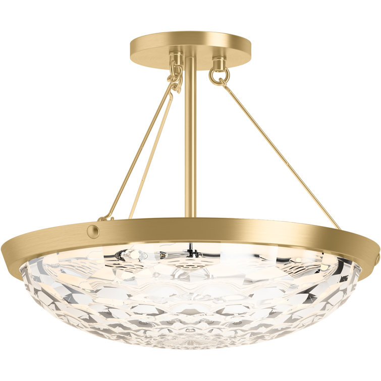 Arendela Brushed Brass and Glass Semi-Flush Light