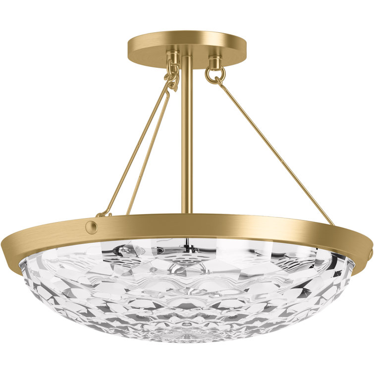 Arendela Brushed Brass and Glass Semi-Flush Light