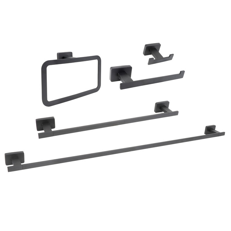 Chicago Black Metal 5-Piece Bathroom Hardware Set