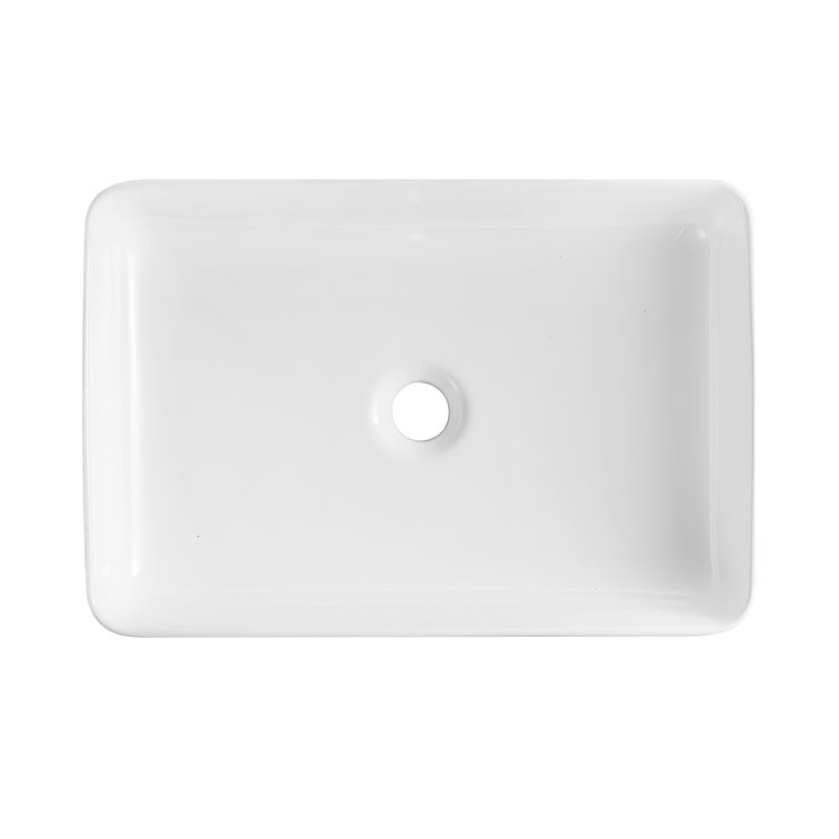White Ceramic Rectangular Vessel Bathroom Sink
