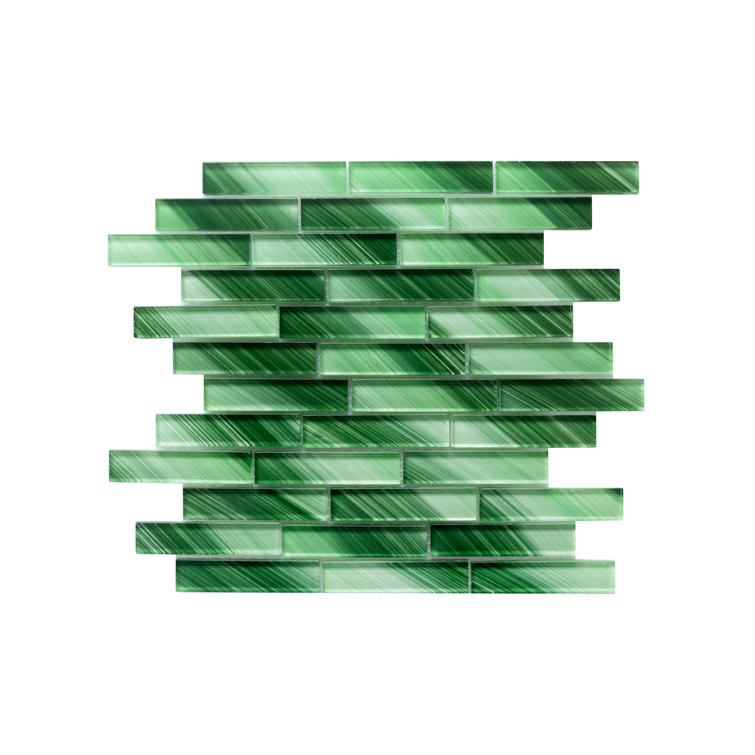 Green Hand-Painted Glass Mosaic Tile for Walls
