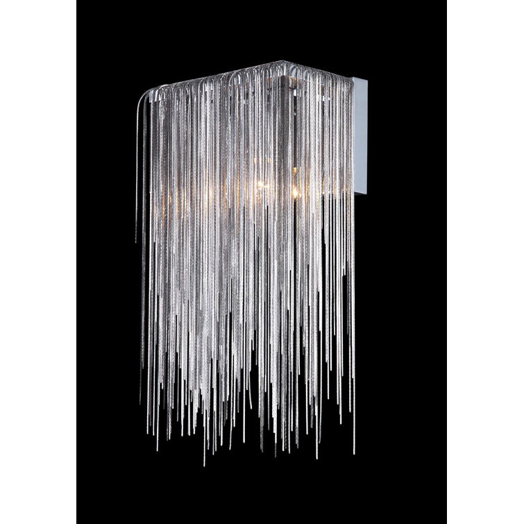 Chrome Direct Wired Dimmable Sconce with Jewelry Chain